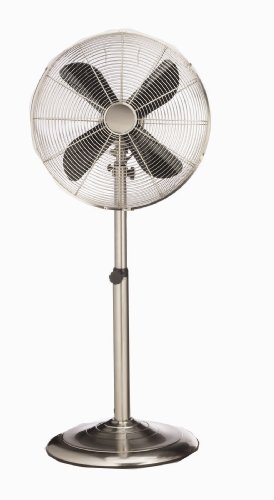 Deco Breeze Brushed Stainless Steel Floor Standing Fan with Nickel Finish