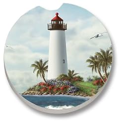 Palm Tree Lighthouse Car Coaster, Single