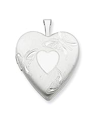 Sterling Silver 20mm D/C Butterflies Heart Locket. Metal Wt- 3.4g