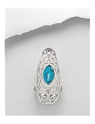 Turquoise (Sky Blue) Reconstructed stones Ring In 92.5 Sterling Silver