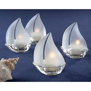 Click to buy Maine Wedding Venues: Set Sail Frosted Glass Sailboat Tealight Holders, Set of 4 from Amazon!