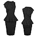 Womens Sleeveless Ruffle Side Peplum Frill Stretch Bodycon Midi Party Dress