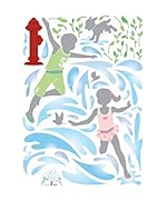 Ambiance Live Vinilo Decorativo Sticker children and fountain Multicolor