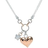 14K Rose and White Gold Diamond Heart and Star Necklace