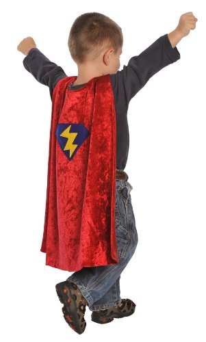  Little Adventures Red Superhero Cape/Costume for Boys size 3-8-Machine Washable + Stickers!