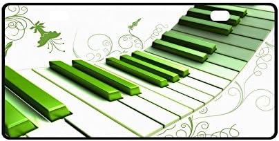 Piano Keys Design Strong And Durable Aluminum Car Metal License Plate Frame for Women/Men Two Holes Tag 11.8" X 6.1"