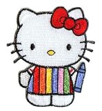 Hello Kitty Sanrio Cartoon - Color Crayons Rainbow Patch Iron on