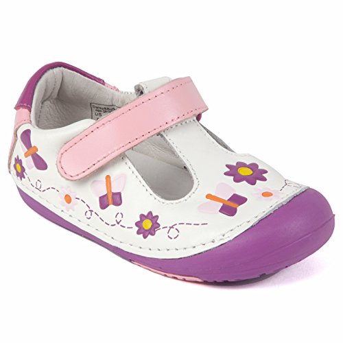 Momo Baby Girls First Walker/Toddler Daisy & Butterfly Leather Shoes