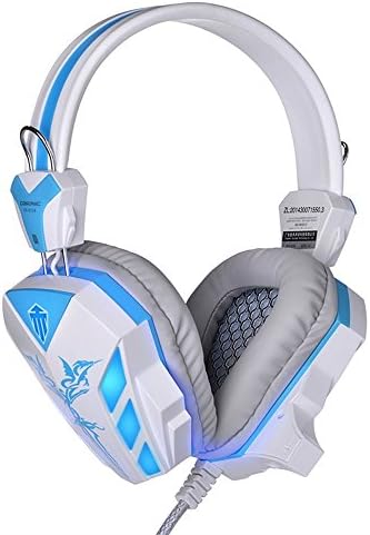 Gaming Headphones - Cosonic CD - 618 High Quality Professional Gaming Headphones with Microphone Noise Cancellation Glaring LED Light for Desktop Notebook Tablet Blue and white