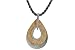 18K Yellow and White Gold Matte-Finish Tear-Drop Pendant, Enhanced with Pave Set Diamonds, Sliding on a 16 Black Silk Cord Necklace Set with an 18K Yellow Gold Clasp.