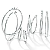 4 Pairs Hoop Earrings Set in 925 Sterling Silver 2mm Wide thumbnail