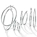 4 Pairs of Sterling Silver 2mm Click-Top Hoop Earrings | 15mm 20mm 25mm 30mm