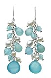 Image of Kit Heath Sterling Silver 50GFBCD Ladies Cluster Fresh Water Pearl Blue Chalcedony Drops Earrings