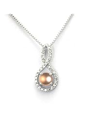 Sterling Silver Figure 8 Infinity Pendant w/ Center 1.50ctw Pearl