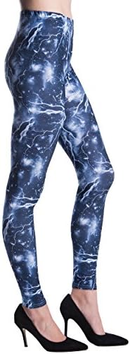 NIGHT BLUE LIGHTNING Women Full Length Pattern Print Leggings Pants