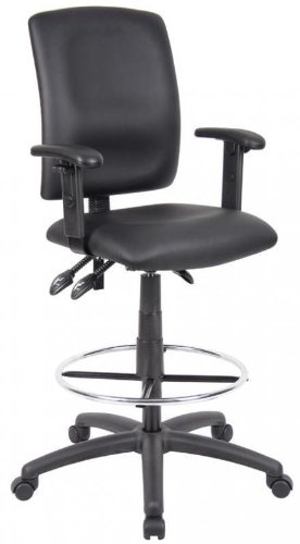 Leather Plus Drafting Stool with Adjustable Arms