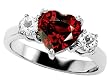 Original Star K(tm) Genuine 8mm Heart Shape Garnet Engagement Ring
