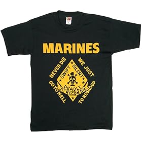 Marines - 1st Recon BN - Swift Silent Deadly - Black One-Sided Military Logo T-Shirt / Tee