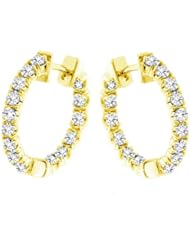 1.50 CT TW Inside/Outside Round Diamond Hoop Earrings in 18k Yellow Gold