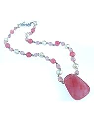 PEARL Necklace ROSE QUARTZ Necklace,Gift for Her, Ivory Pearls and Rose quartz Faceted Beaded Neckalce by Taneesi