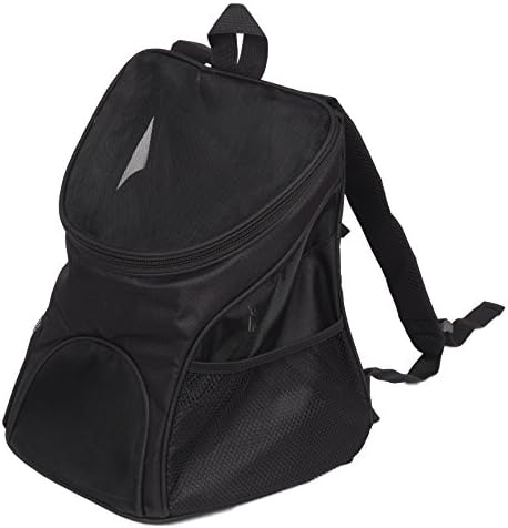 Petroad Cat and Dog Pet Carrier Backpack Dog Backpack with Top Mesh, Outdoor Travel Backpack for Pet with Sided Pocket Color Black