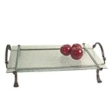 Glass Tray Iron Stand Rectangular Wrought Recycled Serving Platter