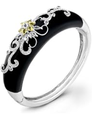 18k White Gold 0.46 Ctw Black Onyx Diamonds Bangle