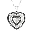 Sterling Silver Black Spinel White Topaz and Diamond Heart Pendant Necklace, (0.07 cttw, H-I Color, I3 Clarity), 18