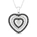 Sterling Silver Black Spinel White Topaz and Diamond Heart Pendant Necklace, (0.07 cttw, H-I Color, I3 Clarity), 18"