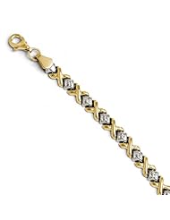 10k rhodium plated yellow gold Leslies Two tone Diamond cut Bracelet