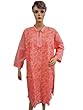 Indian Bohemian Kurti Orange Chikan Embroidered Cotton Tunic Blouse for Women Xxl