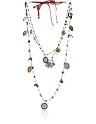 Mercedes Salazar "Multicharms" Lucky Charms with Multi-Strand Pearl and Garnets Bunny Necklace