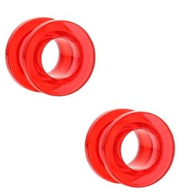 Pair of 00G (10mm) Red Acrylic Double Flared Screw-On Flesh Tunnels: Jewelry