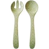 Le Cadeaux Triple Weight Melamine Patterned Utensils Set, Louis Sage Green