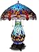 Blue Dragonfly Tiffany Style Stained Glass Table Lamp Lamps with Lit Base.