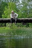 Wallmonkeys Peel and Stick Wall Decals - Fisherman Restin on the Bridge - 18