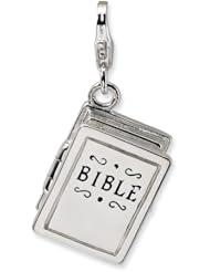 Sterling Silver 3-D Enameled Bible w/Lobster Clasp Charm