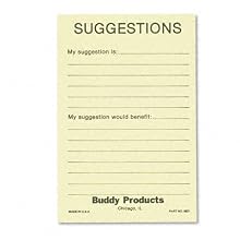 Buddy Products Suggestion Box Cards, 4 x 6 Inches, Yellow, 50 Cards per Pack (5621)