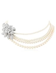 Nina Pearl Four Strand Necklace with Brooch Jewelry Set