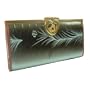 Womens Textured Asian Leaf Pattern Glitter Accordion Clutch Wallet (BL-WP0037-Turquoise)