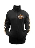 Harley-Davidson® Women's Black Long Sleeve Bar & Shield Track Jacket. Graphics Front, Back, Arms. All Cotton. 302917470