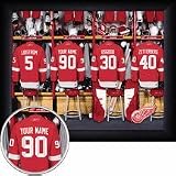 Detroit Red Wings NHL Customized Locker Room 11 x 14 Photograph - Black Frame
