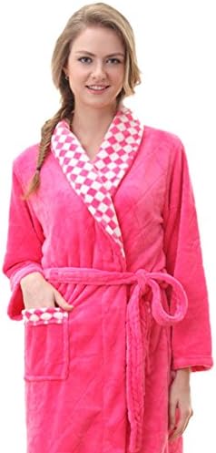 Tinswear Couples Womens Thermal Soft Winter Flannel Bath Robe Pajamas M Red