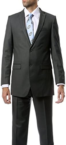 Men's "Ultra Soft" Classic Regular Fit Suit by Zonettie - Heather Grey, 48 Long