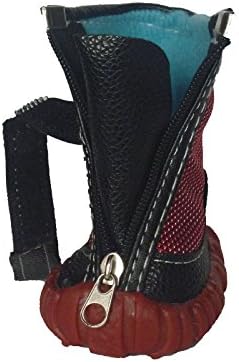 Lifeful® Puppy Nonslip Waterproof Zipper Sporty Boots, with Tongue, Long Velcro Strap, and Soft Lining, Set of 4, Color Red, Sole Width 1.81 Inch