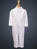 White Round Split Tail Tuxedo with Matte Satin Cummerbund & Bowtie