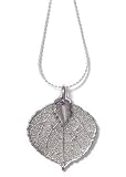Real Aspen Lace Leaf Necklace - Silver
