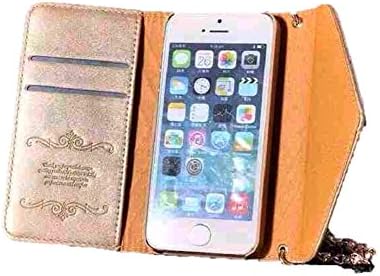 Luxury Premium Leather Quality Long Shoulder Strap Phone Case Iphone 5 / 5s Card Slots, Mirror Slots, Kickstand Feature Pouch Wallet with (8 Colors!) (Iphone 5 Black Ysl)