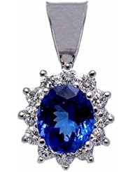 14K White Gold Tanzanite and Diamond Pendant -- LIFETIME WARRANTY