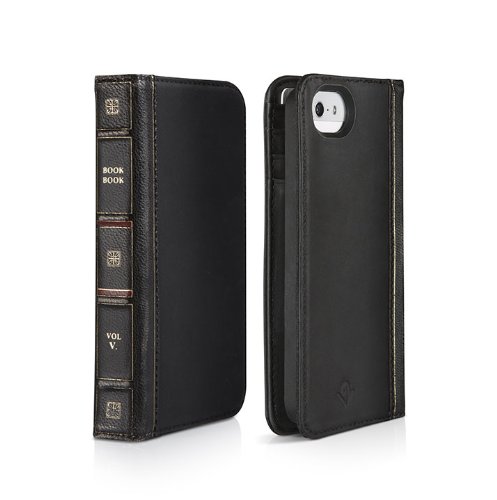 Twelve South BookBook Etui en cuir pour iPhone 5 Classic - Tranche Marron - Rabats Noir
